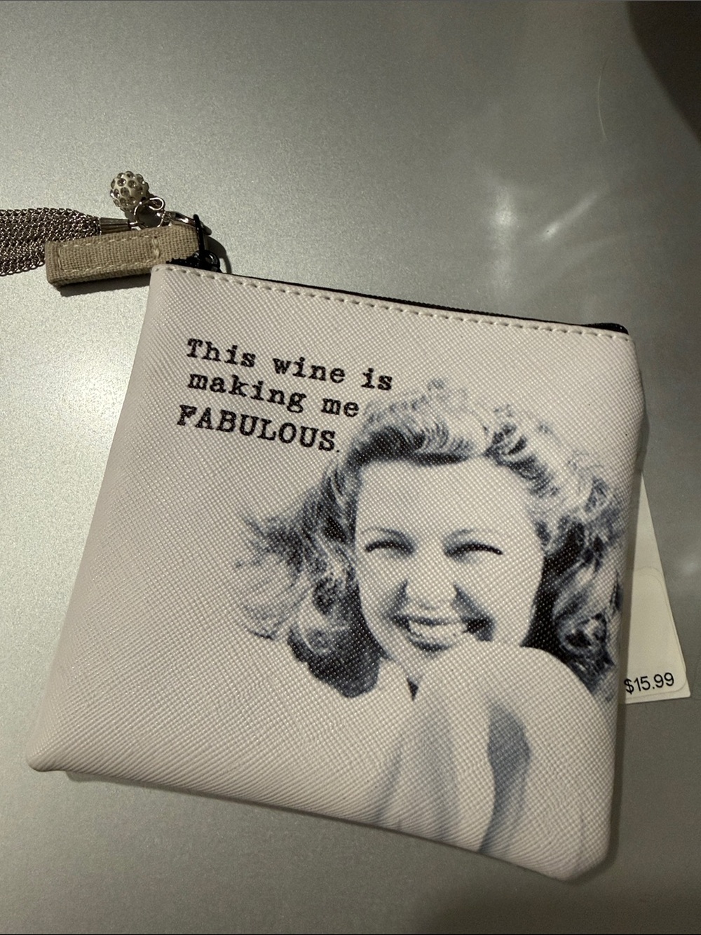 Novelty Cream Coin Pouch - 'This Wine Is Making Me Fabulous'